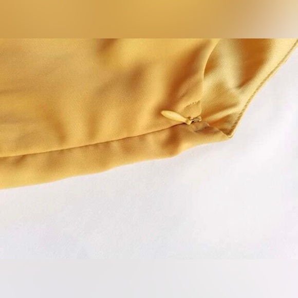 NWOT Yellow Twist Shoulder Belted Sexy Split Thigh Joyfunear Dress XL - Picture 10 of 14